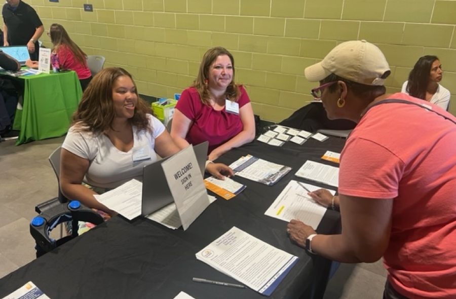 Taylor and Darby at table